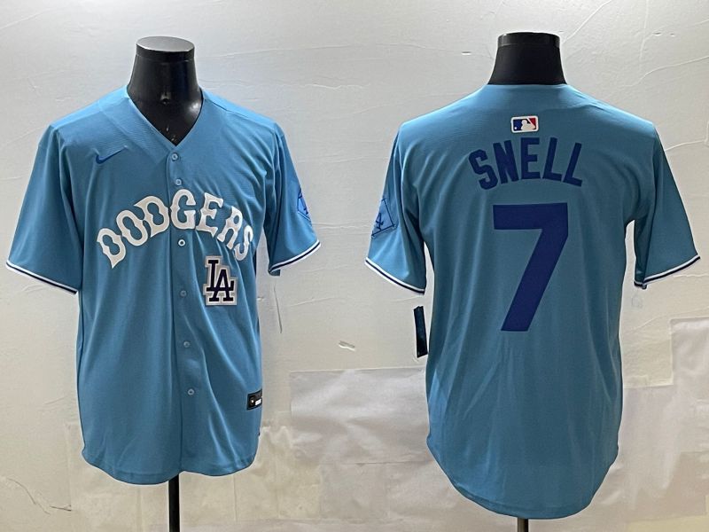 Men Los Angeles Dodgers #7 Snell Light Blue Joint Name 2025 Nike MLB Jersey style 24->los angeles dodgers->MLB Jersey